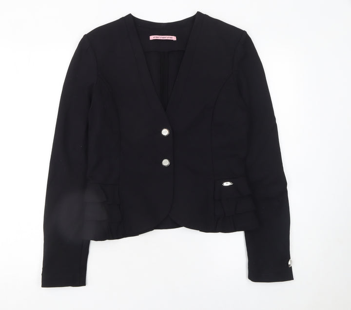 Fornarina Women's Black L Slim Fit Two-Button Tailored Blazer Jacket