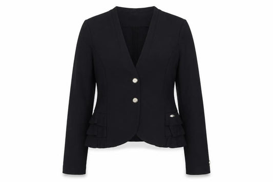 Front view of Fornarina Women's Black L Slim Fit Two-Button Tailored Blazer Jacket