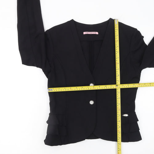 Fornarina Women's Black L Slim Fit Two-Button Tailored Blazer Jacket