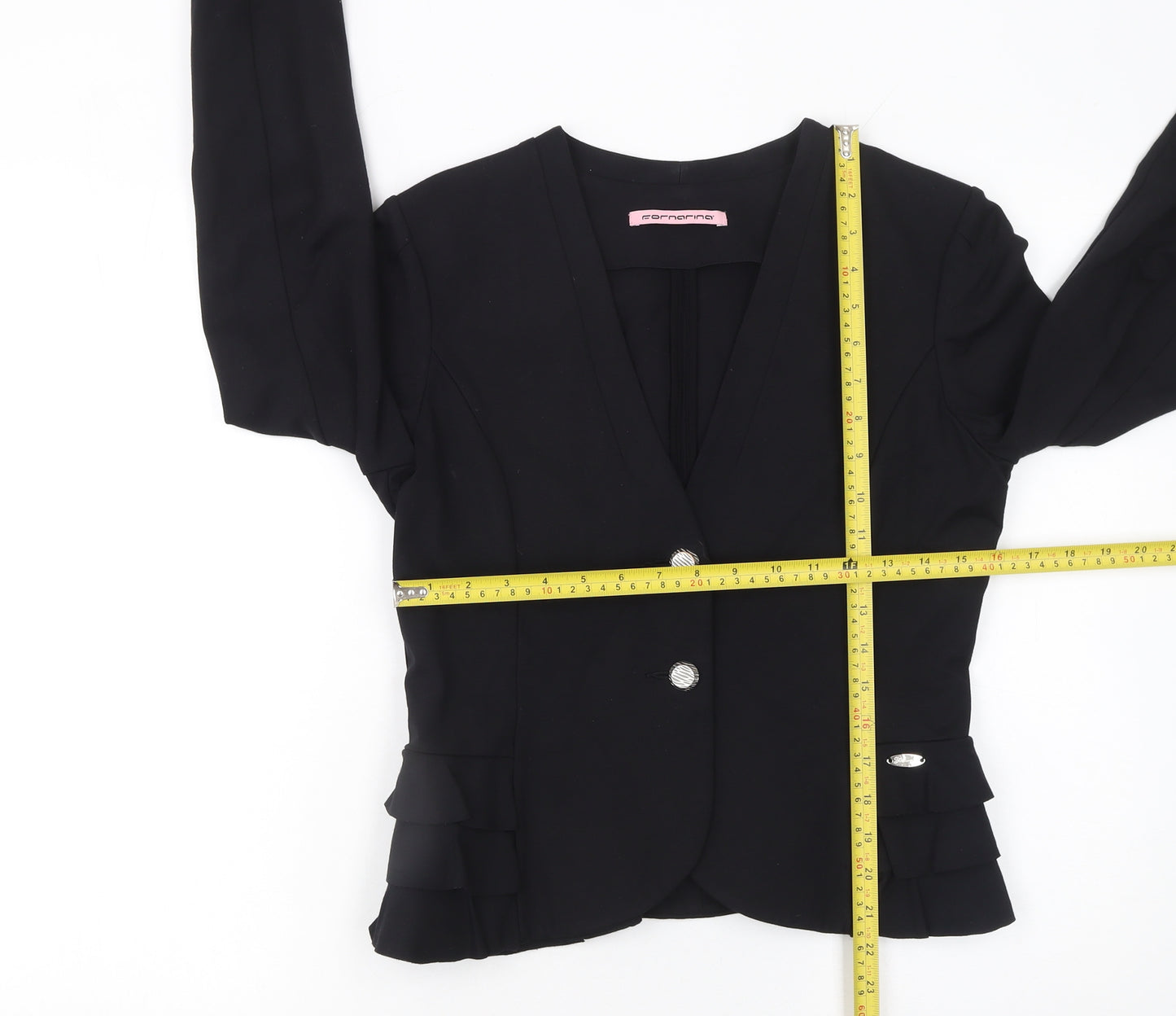 Fornarina Women's Black L Slim Fit Two-Button Tailored Blazer Jacket