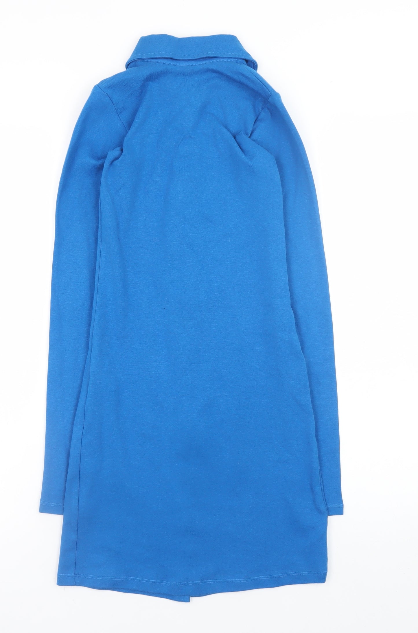 Motel Womens Blue XS Long Sleeve Button Shirt Dress Cotton Blend