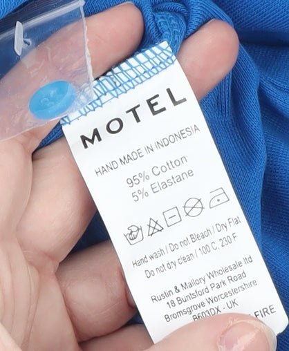 Motel Womens Blue XS Long Sleeve Button Shirt Dress Cotton Blend