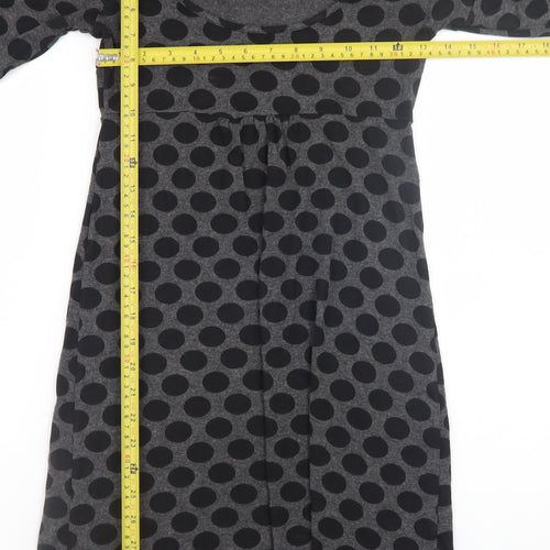Warehouse Women Grey Polka Dot Bodycon Dress Size 8 Long Sleeve