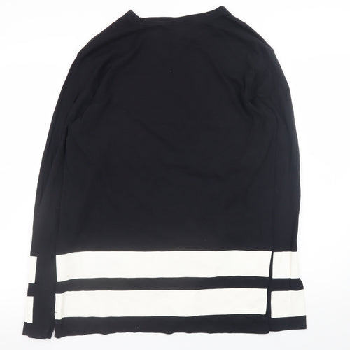 H&M Men's Black Long Sleeve Colourblock Cotton T-Shirt Size M