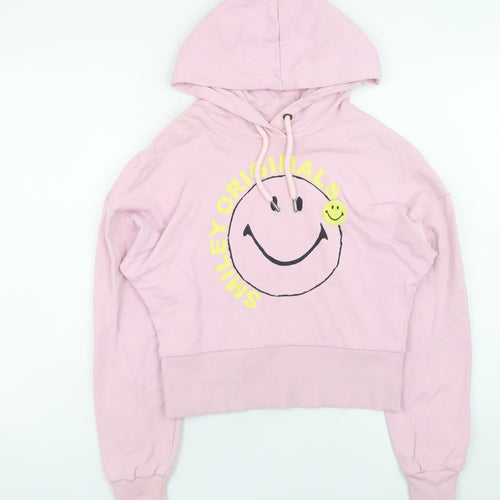 Next Womens Pink Smiley Originals Pullover Hoodie Size S Cotton