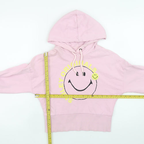 Next Womens Pink Smiley Originals Pullover Hoodie Size S Cotton