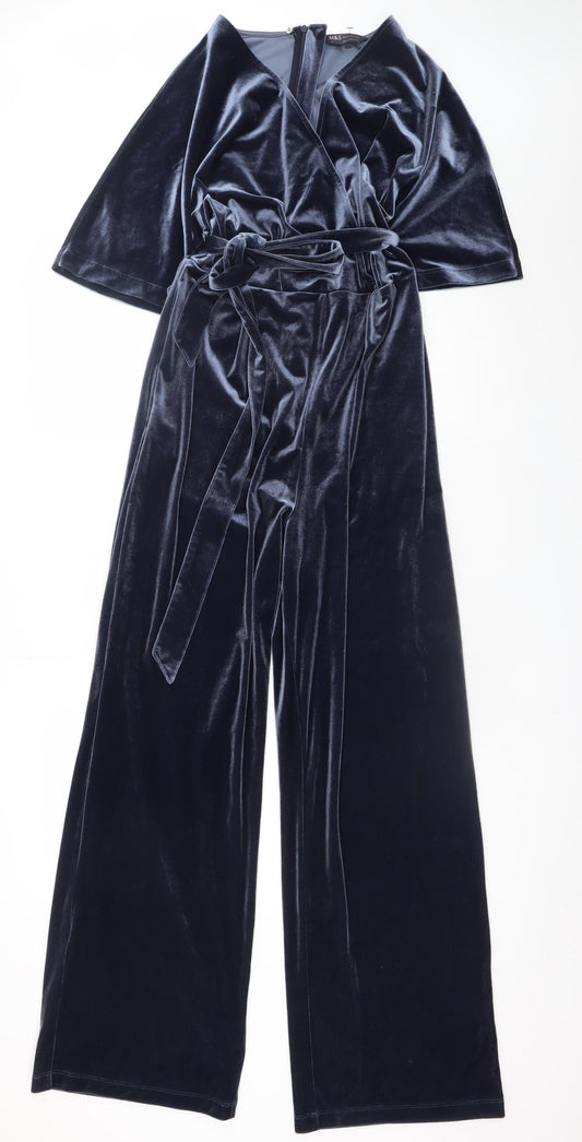 Marks and Spencer Navy Velvet Wide-Leg Jumpsuit Women’s Size 12