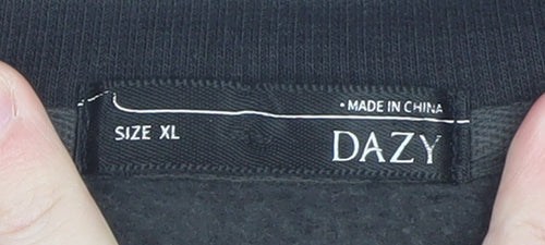 DAZY Men's Black Graphic Rock Eagle Crew Neck Sweatshirt XL