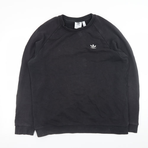 Adidas Men's Black Crew Neck Pullover Sweatshirt L Regular Fit