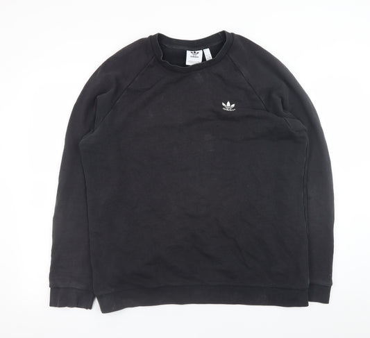 Adidas Men's Black Crew Neck Pullover Sweatshirt L Regular Fit