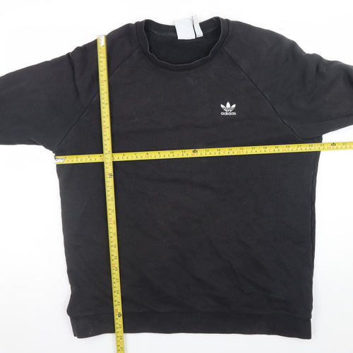 Adidas Men's Black Crew Neck Pullover Sweatshirt L Regular Fit