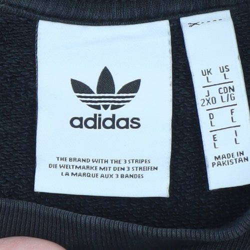 Adidas Men's Black Crew Neck Pullover Sweatshirt L Regular Fit