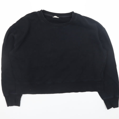 Hush Womens Black Organic Cotton Crew Neck Sweatshirt Size L