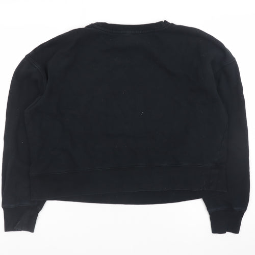 Hush Womens Black Organic Cotton Crew Neck Sweatshirt Size L