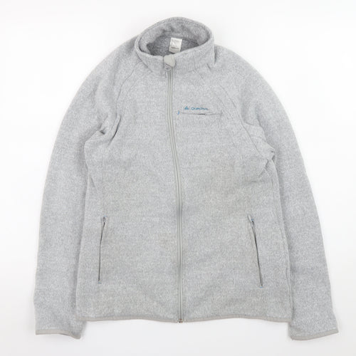 Quechua Men Grey Fleece Full Zip Outdoor Jacket Size L