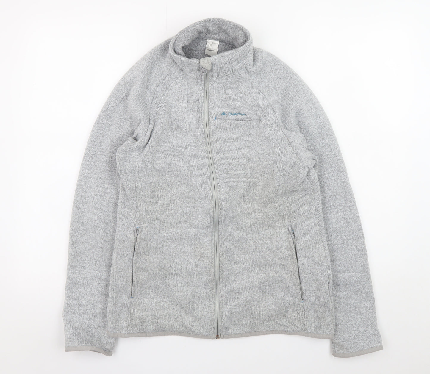 Quechua Men Grey Fleece Full Zip Outdoor Jacket Size L