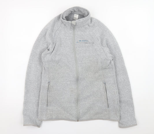 Quechua Men Grey Fleece Full Zip Outdoor Jacket Size L