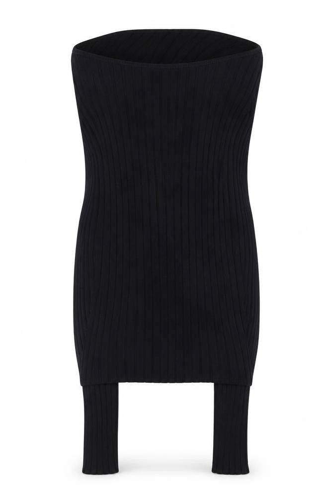 H&M Women’s Black Ribbed Knit Long Sleeve Boat Neck Top XS