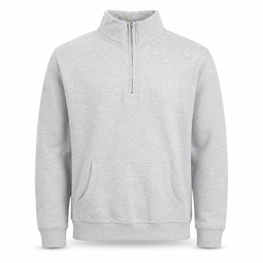Front view of Atlantic Bay Men’s Grey 1/4 Zip Pullover Sweatshirt L