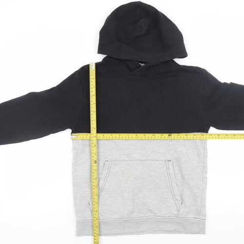 H&M Boys Black Grey Colourblock Pullover Hoodie 11-12 Years