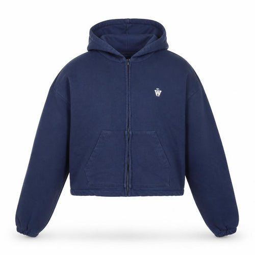 Twin Unisex Blue Full Zip Relaxed Fit Hoodie One Size