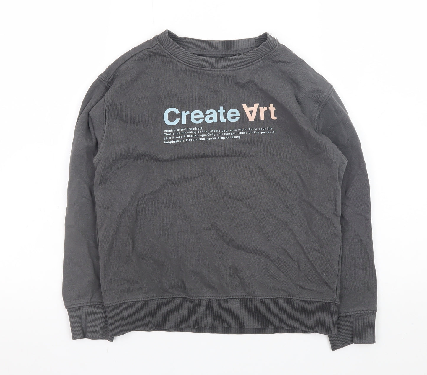 Zara Boys Grey 'Create Art' Graphic Pullover Sweatshirt - 9 Years