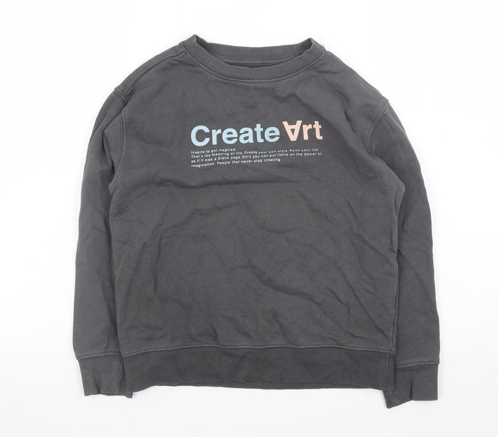 Zara Boys Grey 'Create Art' Graphic Pullover Sweatshirt - 9 Years