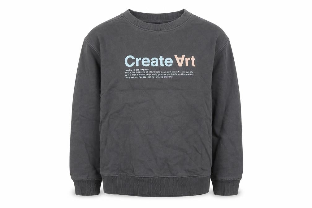 Front view of Zara boys’ grey 'create art' graphic pullover sweatshirt - 9 years