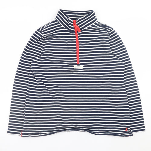 Joules Women Navy Stripe 1/2 Zip Sweatshirt UK 10 Cotton Nautical