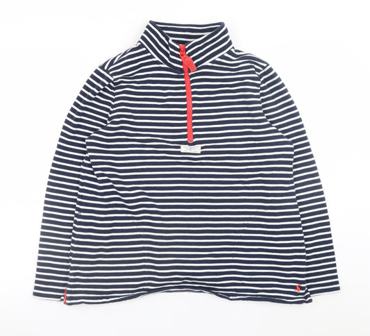 Joules Women Navy Stripe 1/2 Zip Sweatshirt UK 10 Cotton Nautical