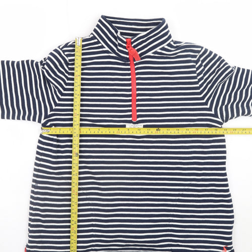 Joules Women Navy Stripe 1/2 Zip Sweatshirt UK 10 Cotton Nautical