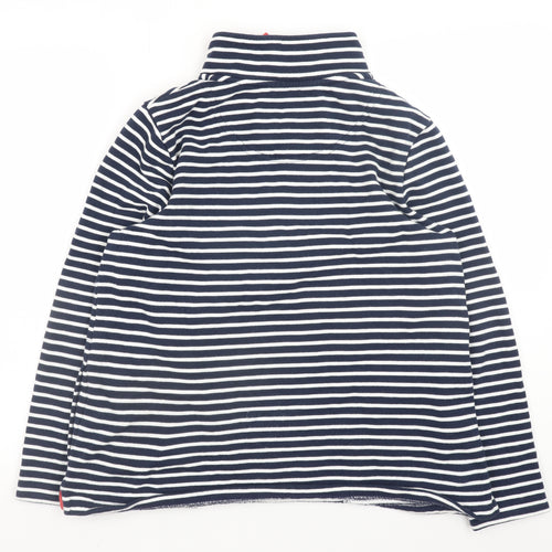 Joules Women Navy Stripe 1/2 Zip Sweatshirt UK 10 Cotton Nautical