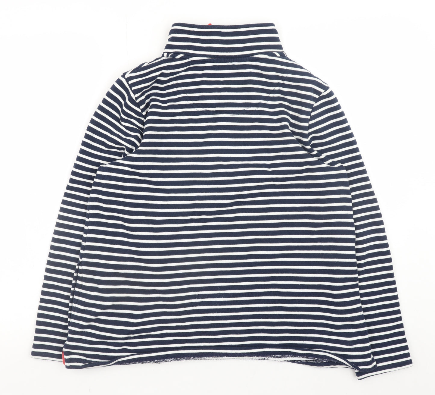Joules Women Navy Stripe 1/2 Zip Sweatshirt UK 10 Cotton Nautical