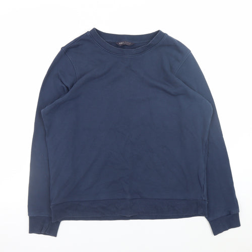 Marks and Spencer Womens Navy Blue Cotton Crew Neck Sweatshirt UK 16