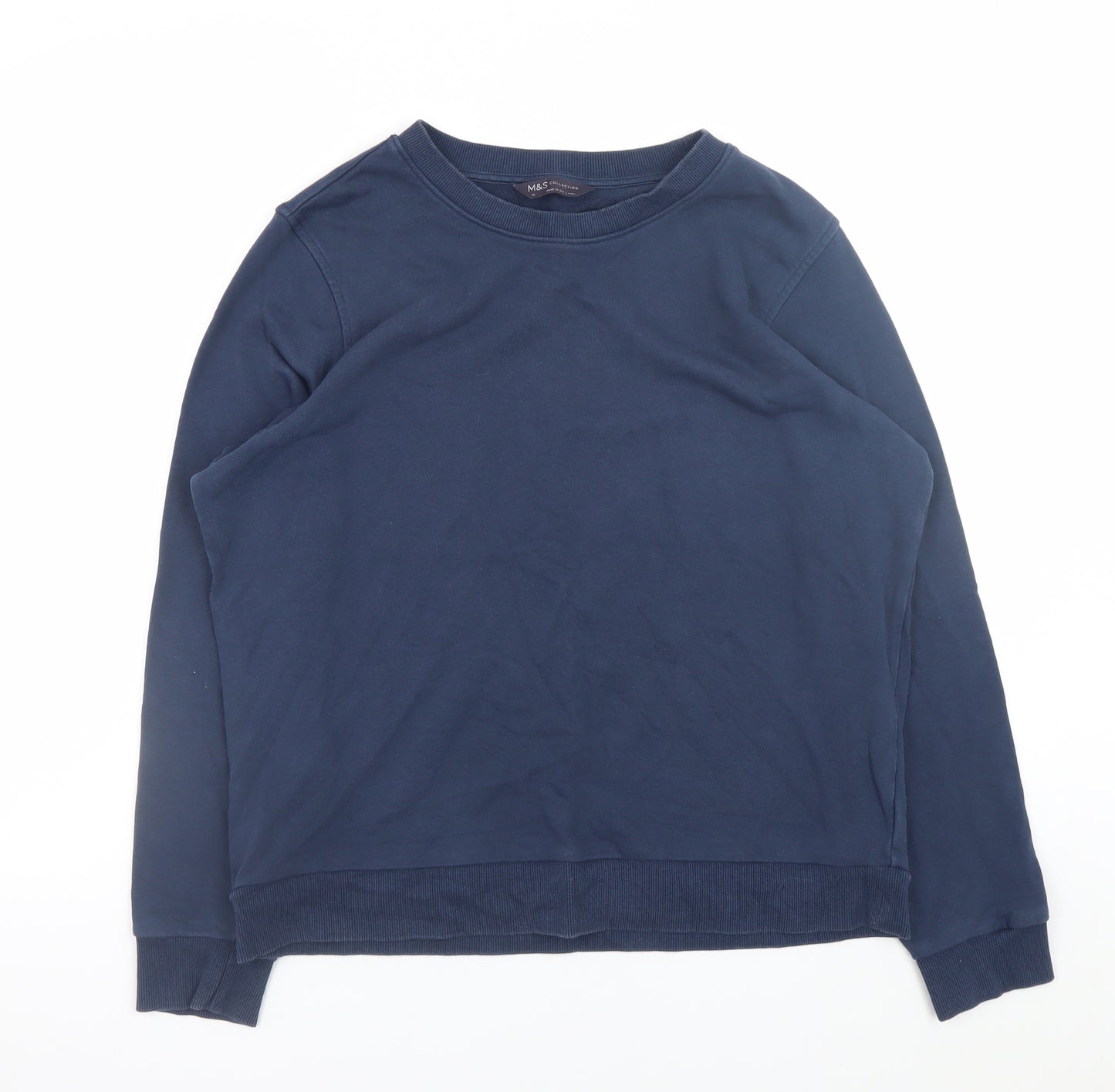 Marks and Spencer Womens Navy Blue Cotton Crew Neck Sweatshirt UK 16