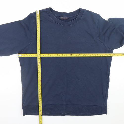 Marks and Spencer Womens Navy Blue Cotton Crew Neck Sweatshirt UK 16