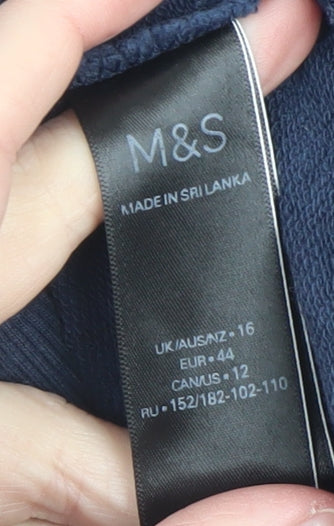 Marks and Spencer Womens Navy Blue Cotton Crew Neck Sweatshirt UK 16