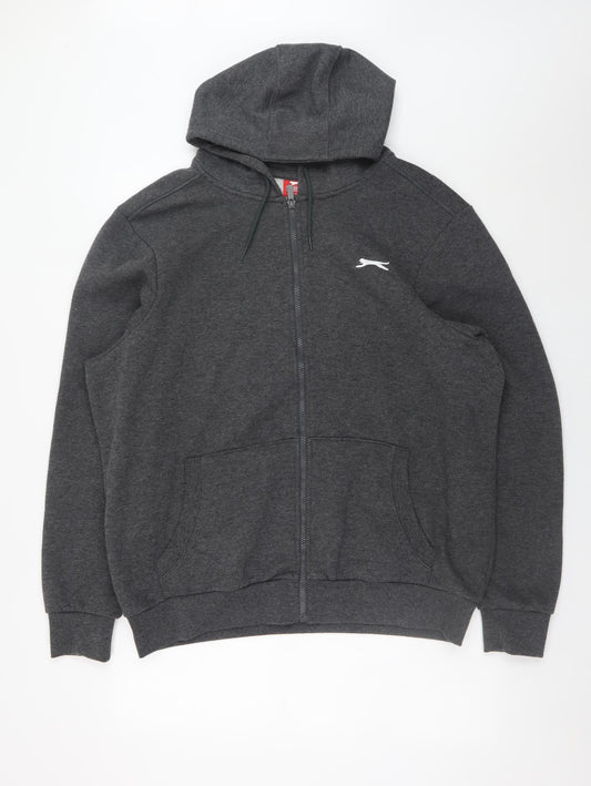 Slazenger Men’s Grey Full Zip Hoodie L Regular Fit Fleece Sweatshirt