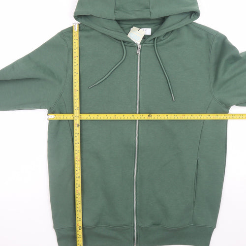 Primark Men's Green Full Zip Hoodie Medium Regular Fit