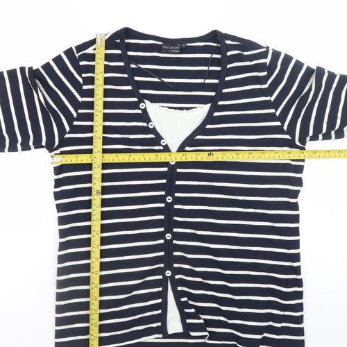 Blue Seven Women’s Blue Striped 3/4 Sleeve Button-Up Top Size 14