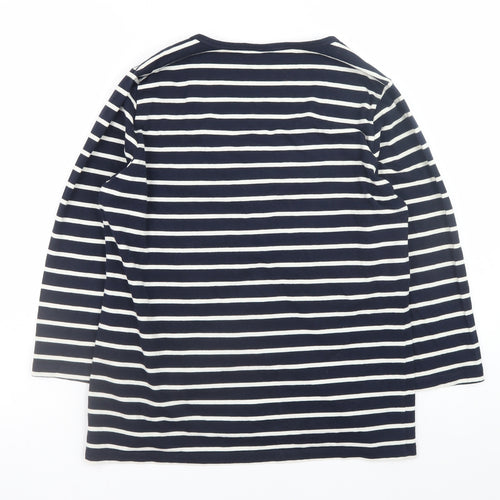 Blue Seven Women’s Blue Striped 3/4 Sleeve Button-Up Top Size 14