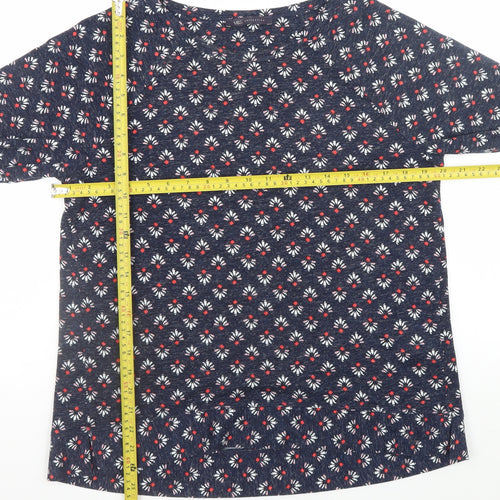 Marks and Spencer Women’s Blue Floral Short Sleeve Basic T-Shirt Size 14