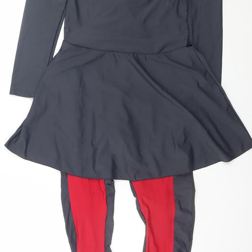 Mesuca Women Red Black Colourblock Long Sleeve Slim Fit Jumpsuit L