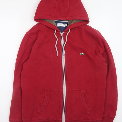 CARTELO Men Red Full Zip Hoodie XL Regular Fit Fleece Hooded Sweatshirt