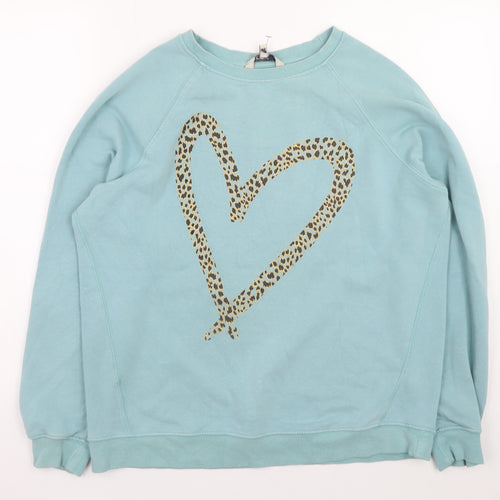 Next Women’s Blue Leopard Heart Print Sweatshirt Size M