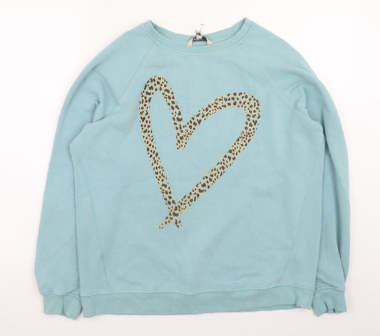 Next Women’s Blue Leopard Heart Print Sweatshirt Size M