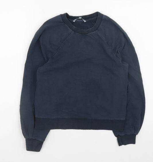 Oliver Bonas Womens Navy Blue Cotton Blend Crew Neck Sweatshirt UK 6