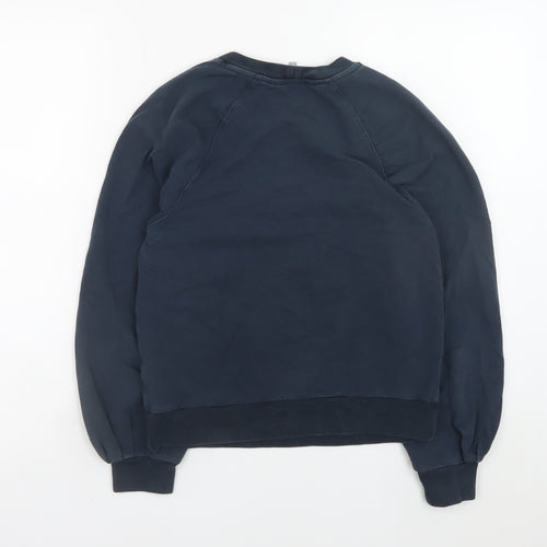 Oliver Bonas Womens Navy Blue Cotton Blend Crew Neck Sweatshirt UK 6