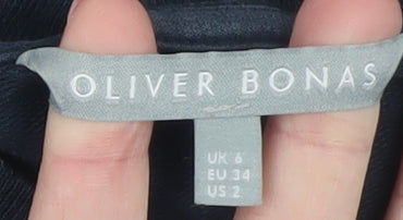 Oliver Bonas Womens Navy Blue Cotton Blend Crew Neck Sweatshirt UK 6