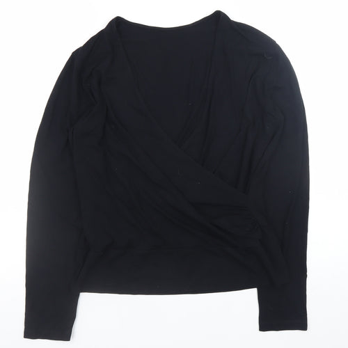 Marks and Spencer Womens Black Wrap Blouse Long Sleeve Size 16